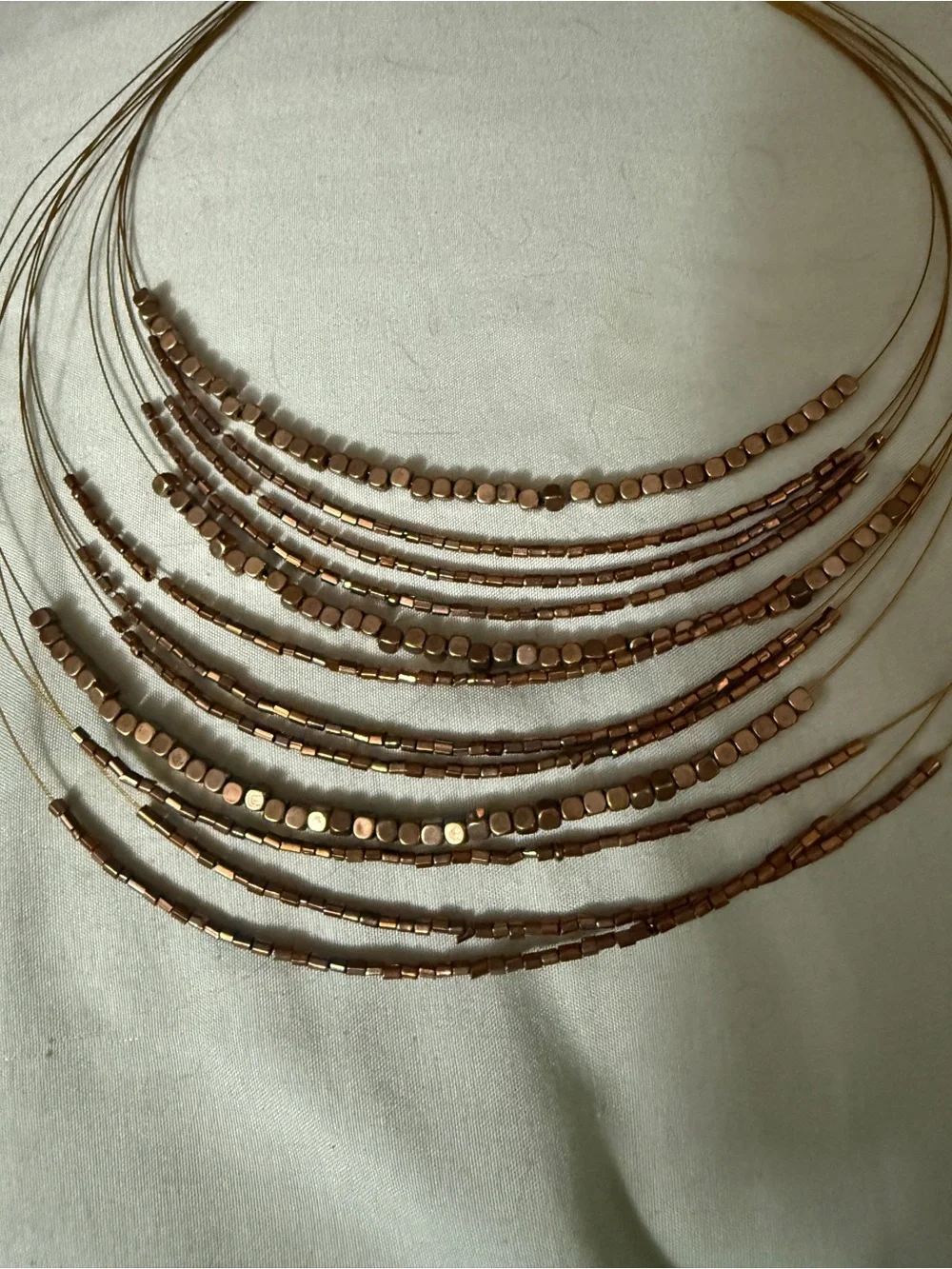 Charming Charlie Gold and Rose Gold Layered Beaded Necklace